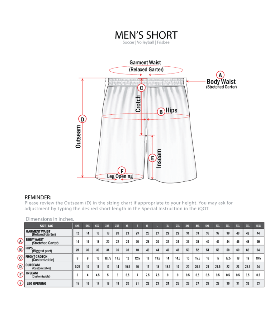 Size Chart YourBrandSublimated